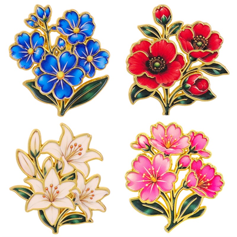 Embroidery Textile - Милая винтажная цветная эмалевая брошь с
