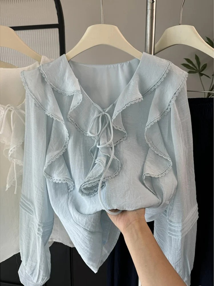 Embroidery Origin - Французская блузка с V-образным вырезом и