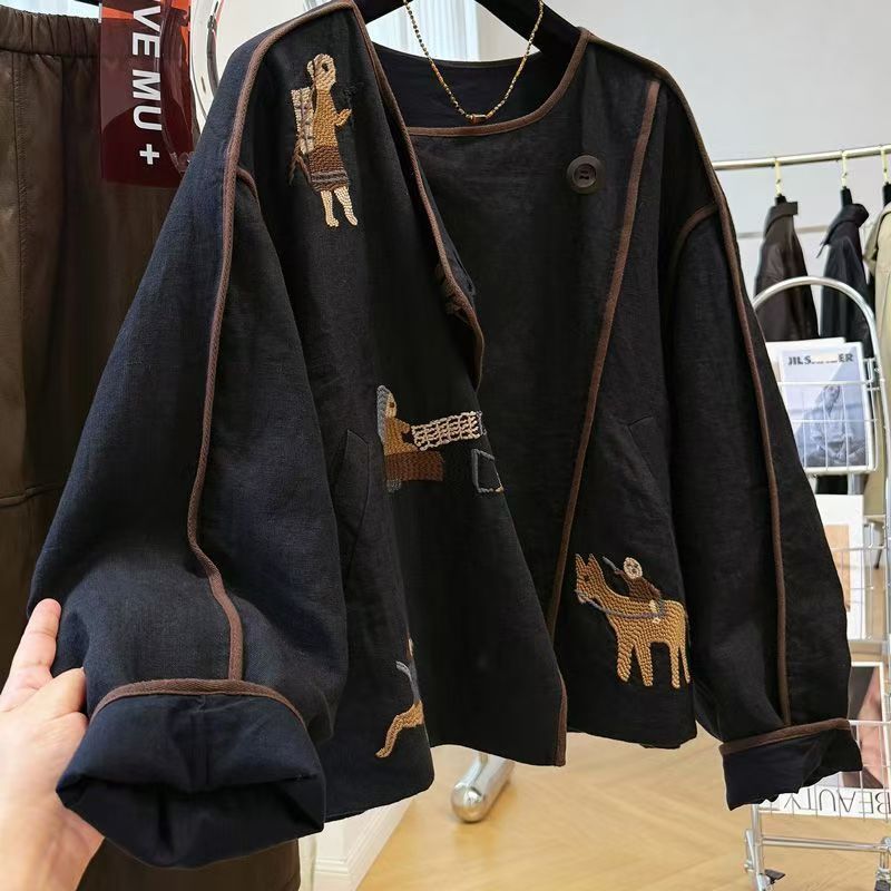 Embroidery Origin - Женская укороченная куртка с объемной вышивкой