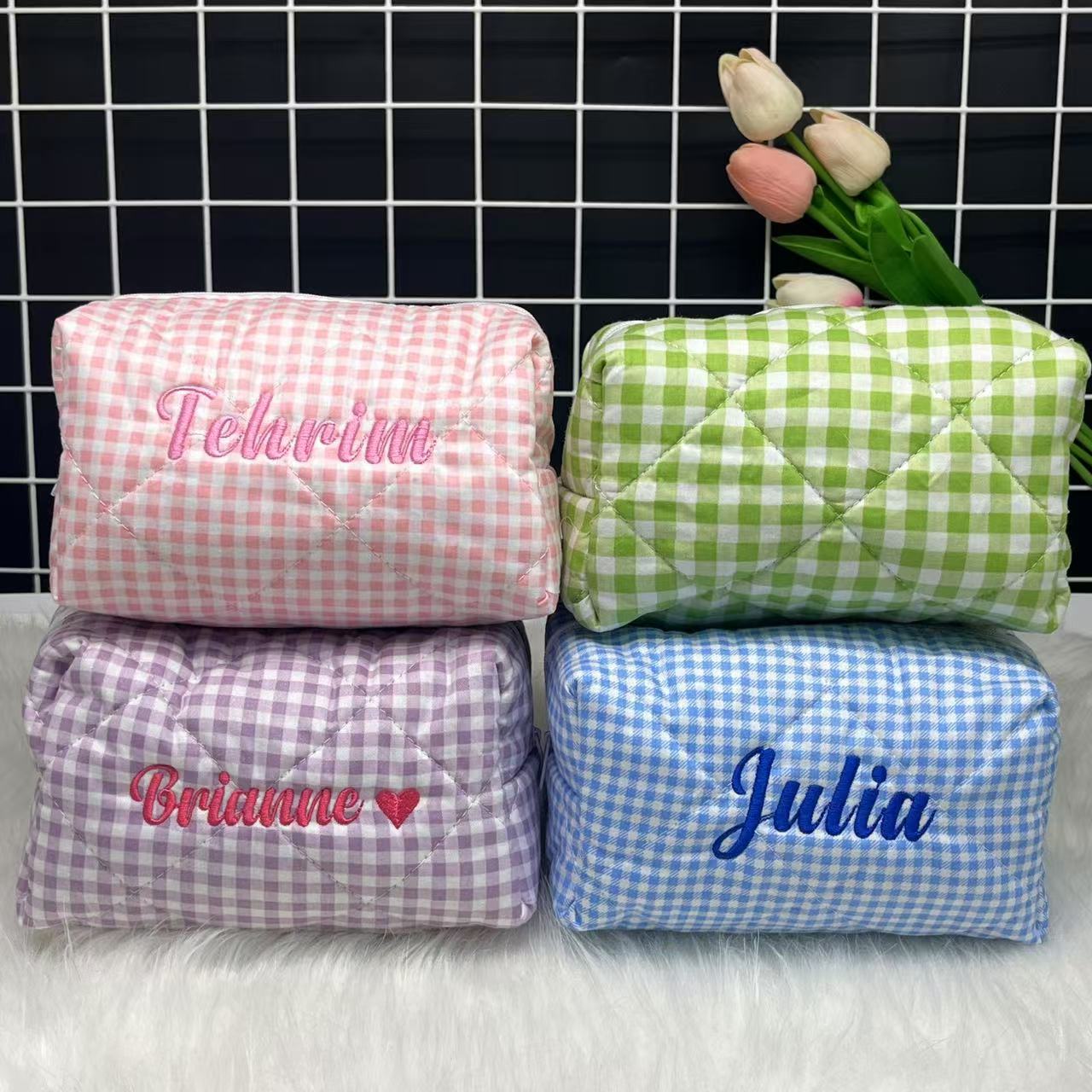 Полосатая косметичка большой е – обзор и цена Embroidery Logo