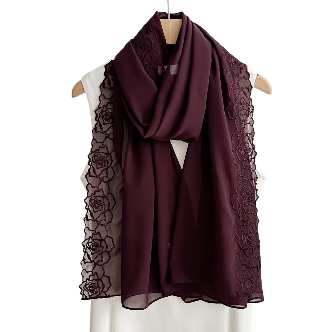 Фиолетовые шифоновые хиджабы-ш – обзор и цена Embroidery Hijab